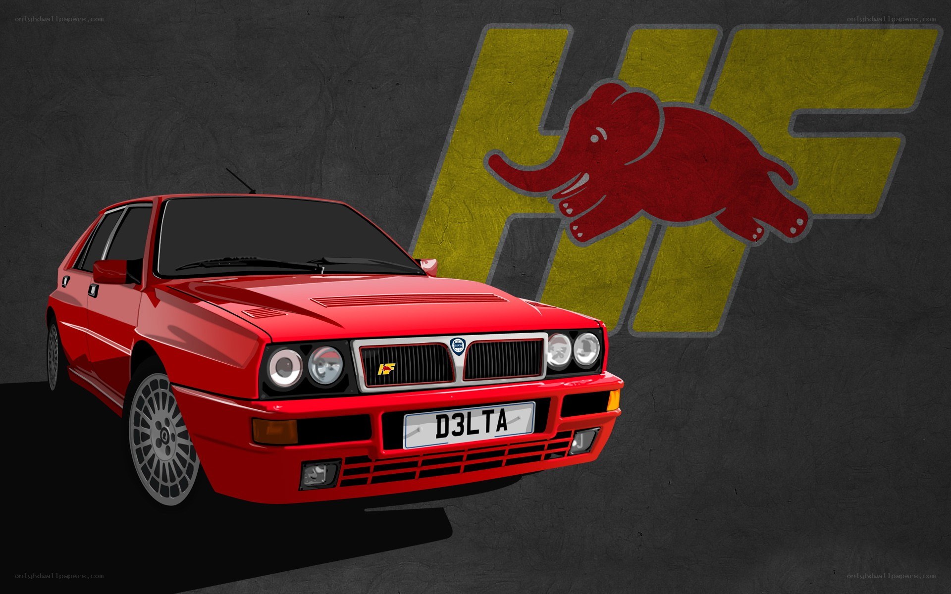 Red Lancia Delta HF