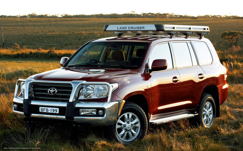 Red Land Cruiser in field