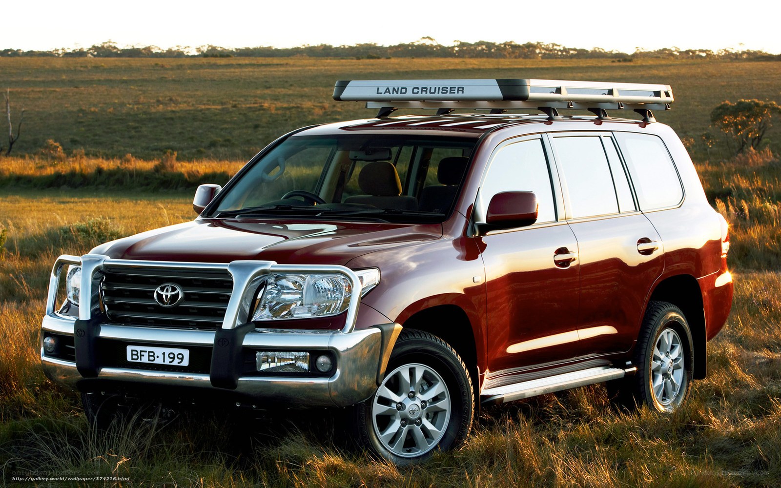 Red Land Cruiser in field