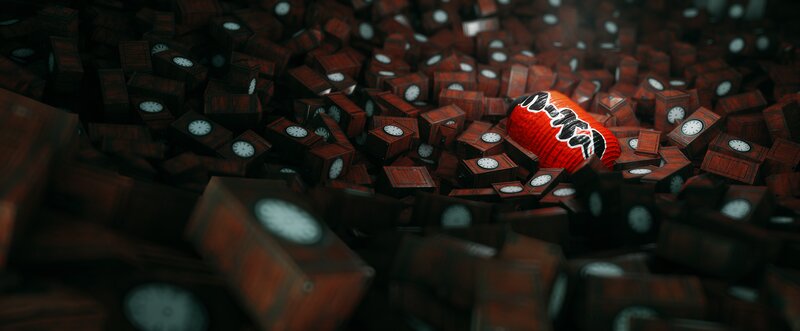 Red Lantern Among Boxes