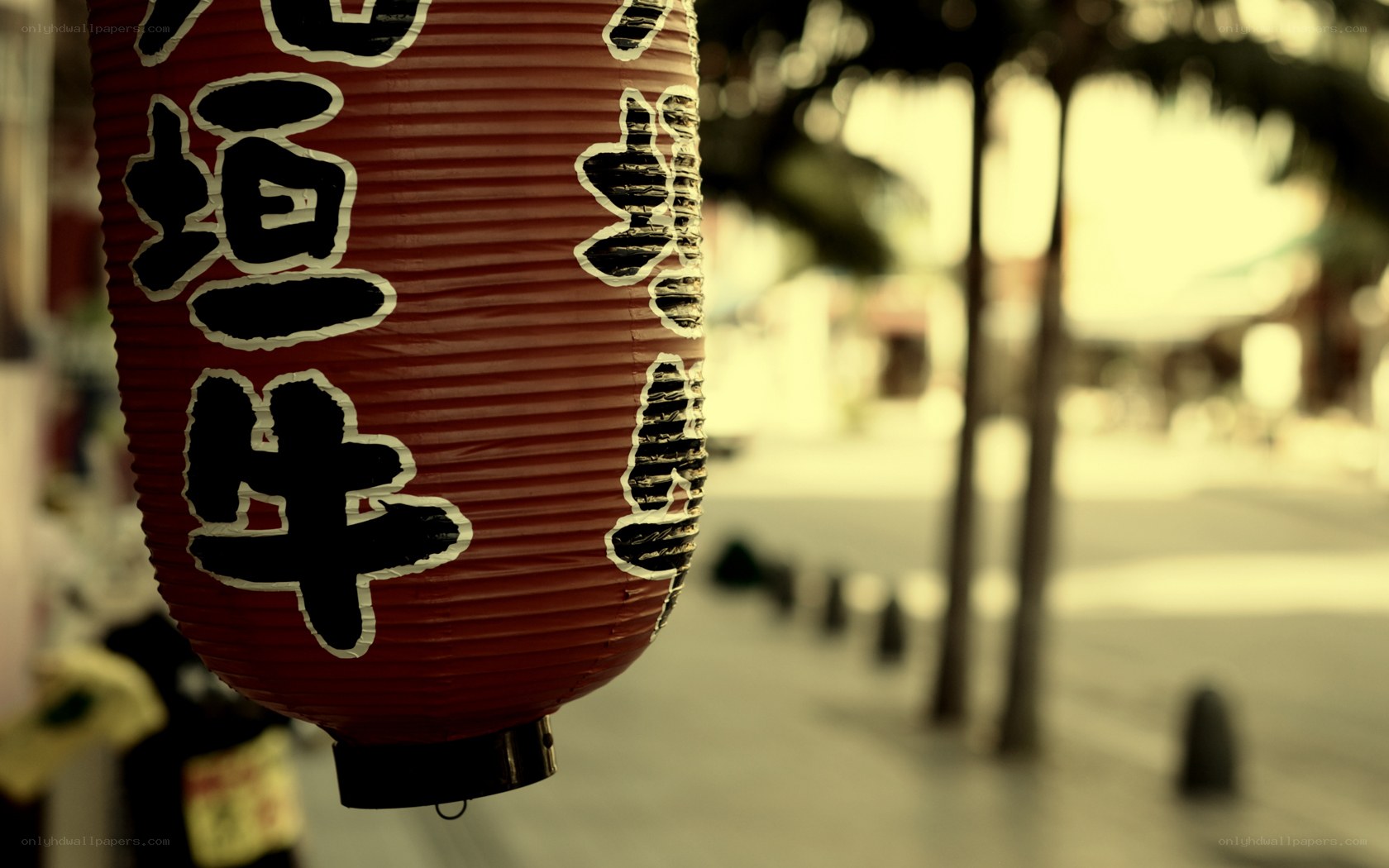 Red lantern in a Japanese street