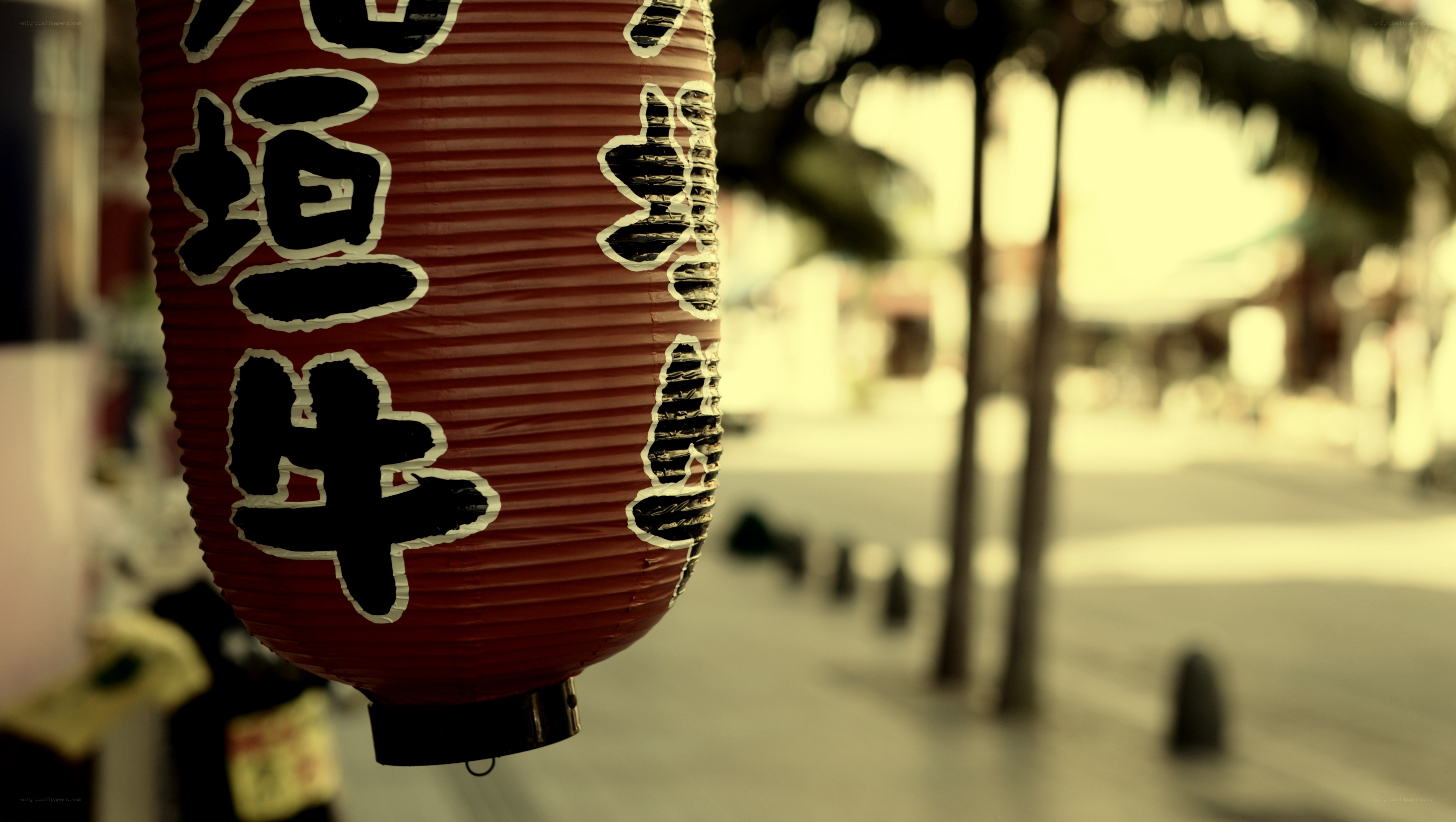 Red lantern in a quiet street