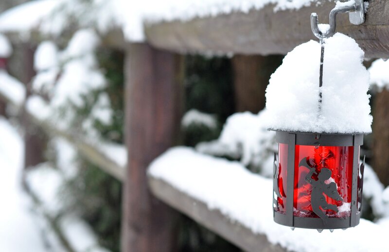 Red Lantern in Snow — Calm