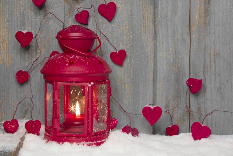 Red Lantern in Snow — Cozy