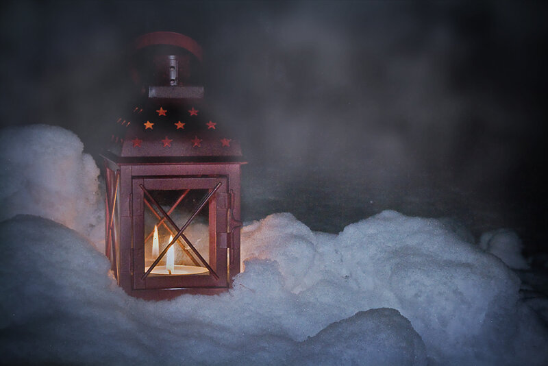 Red Lantern in Snow