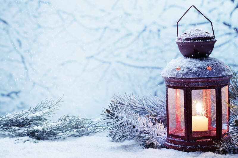 Red Lantern in Snow — White