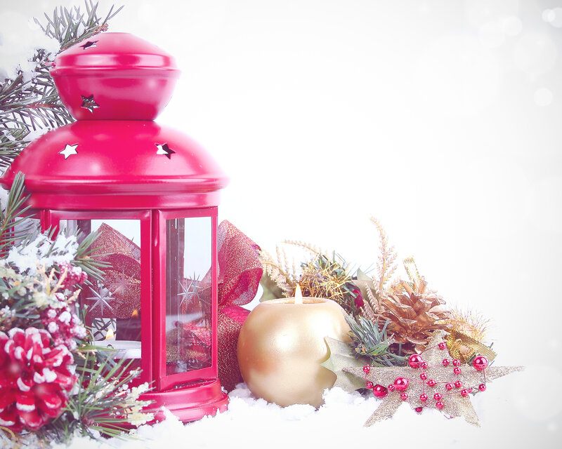Red Lantern with Candle — Festive