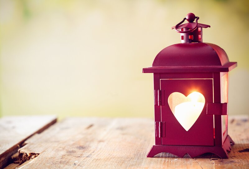 Red Lantern with Candle