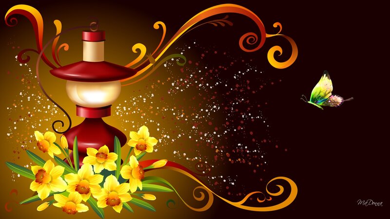 Red Lantern with Flowers