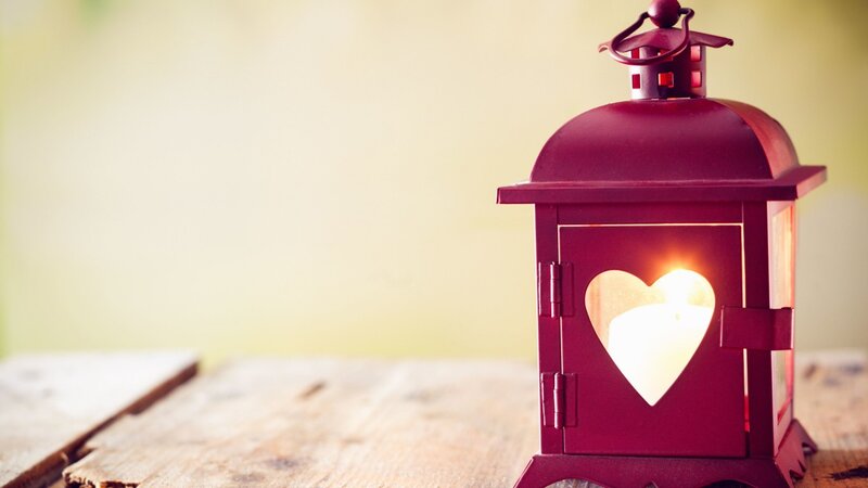 Red Lantern with Heart Cutout