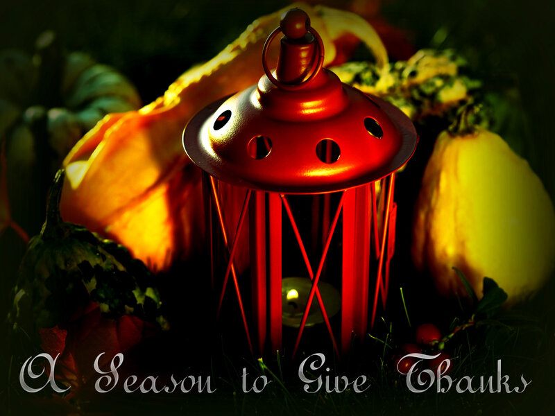 Red Lantern with Pumpkins