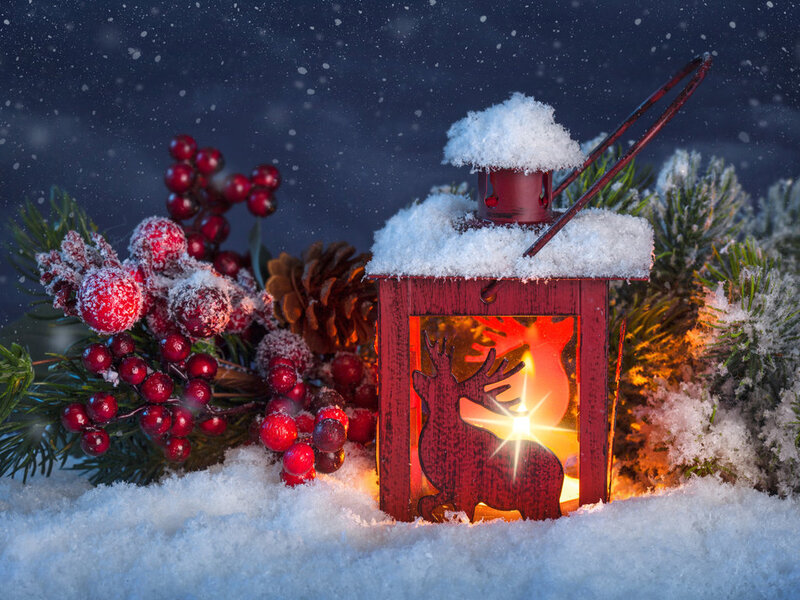 Red Lantern with Reindeer