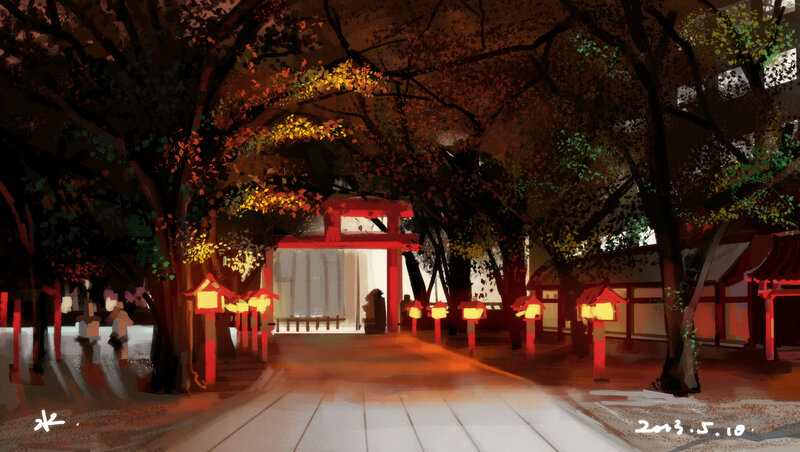 Red Lanterns at Night — Serene