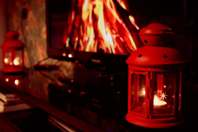 Red Lanterns by Fire