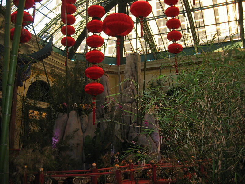 Red Lanterns in Garden — Festive