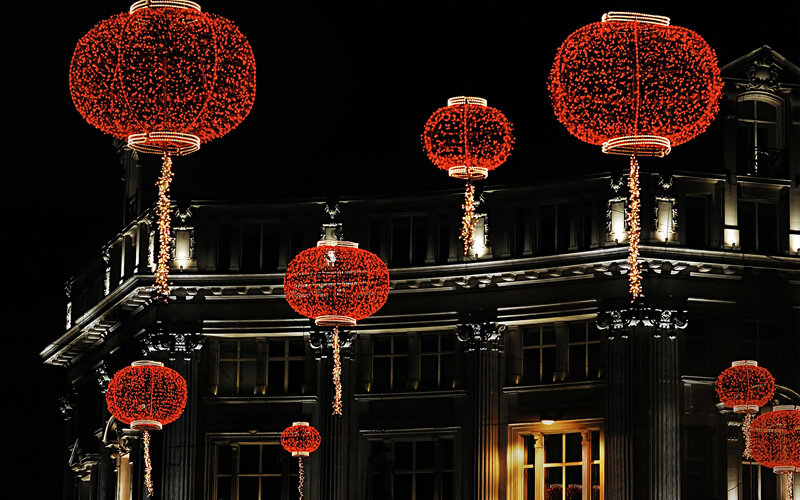 Red Lanterns on Building