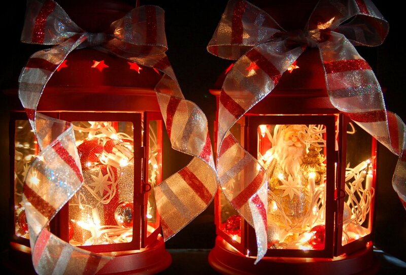 Red Lanterns with Lights — Festive