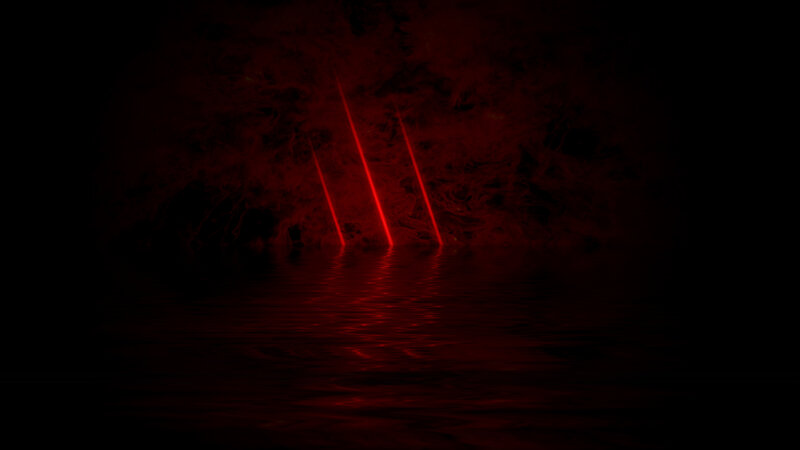 Red laser lights on water