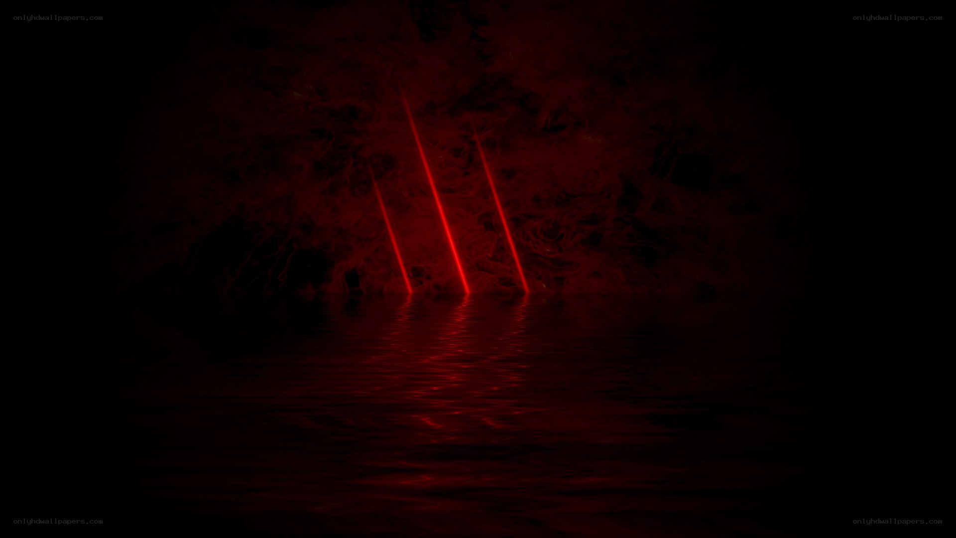 Red laser lights on water