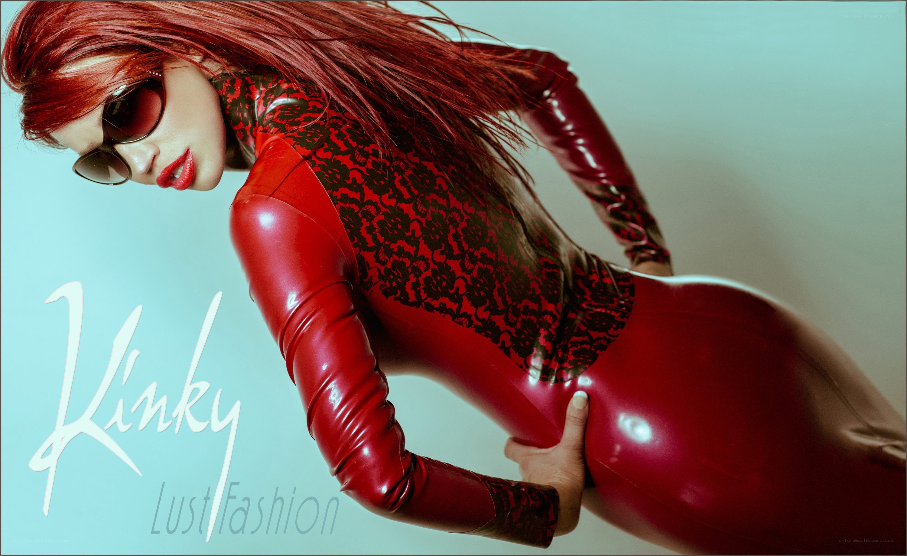 Red latex fashion model