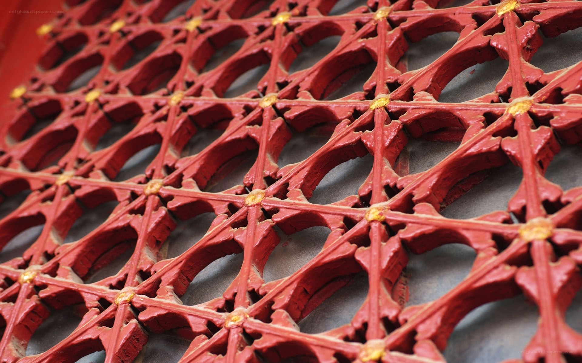 Red lattice architectural detail