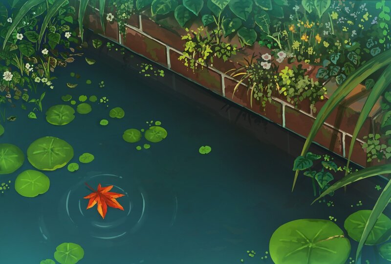 Red Leaf in Pond