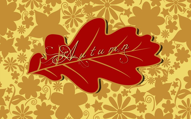 Red Leaf with Autumn Text
