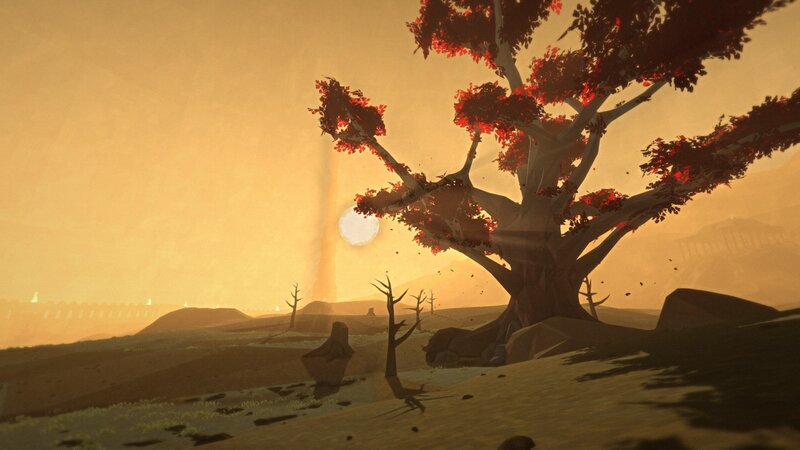 Red-leafed Tree in Desert