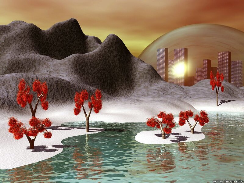 Red-leafed Trees in Water