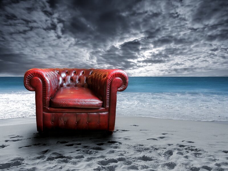 Red Leather Armchair — Dramatic