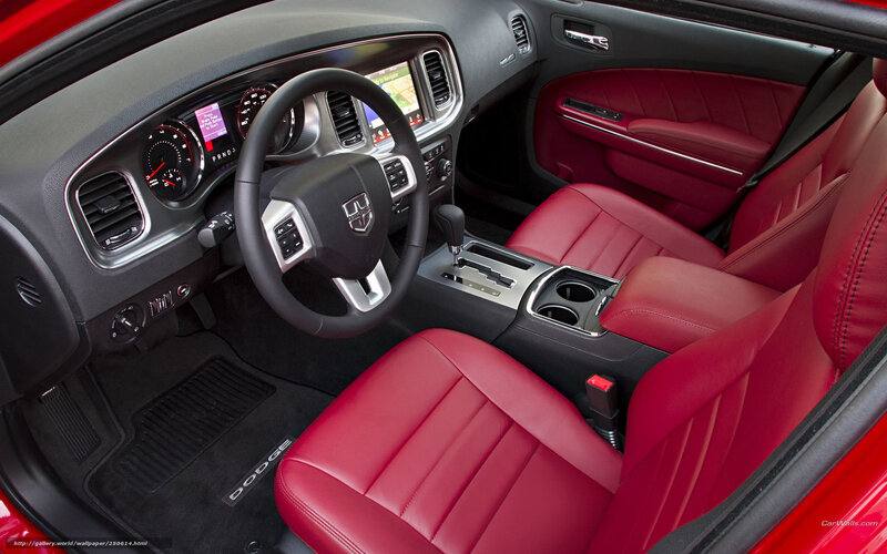 Red leather car interior