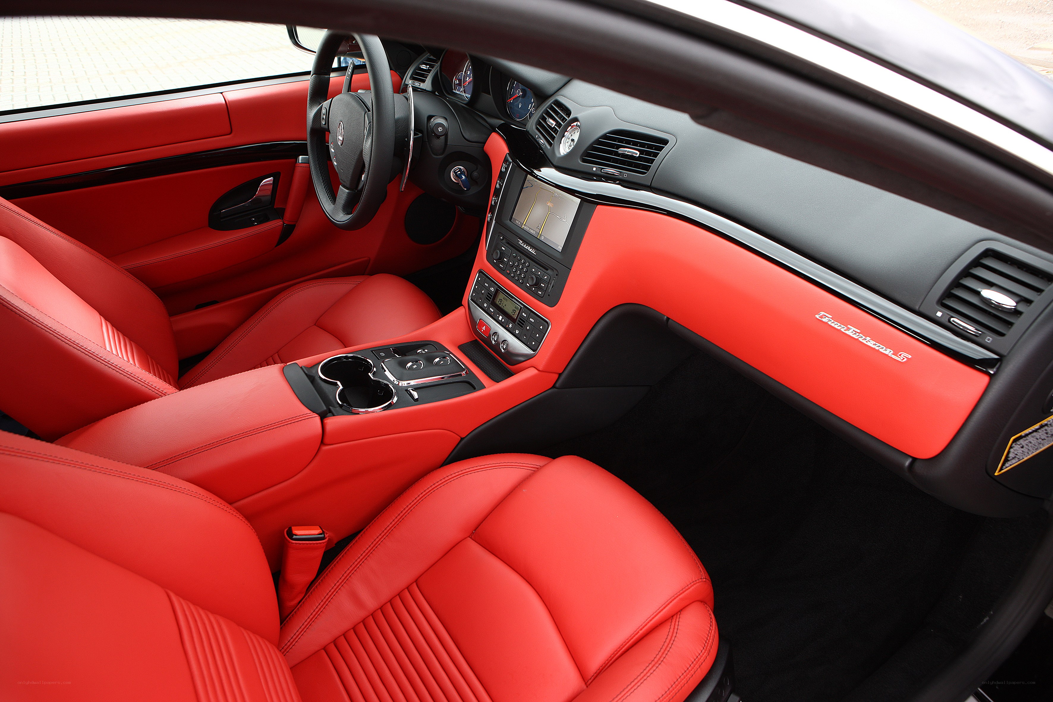 red leather car interior