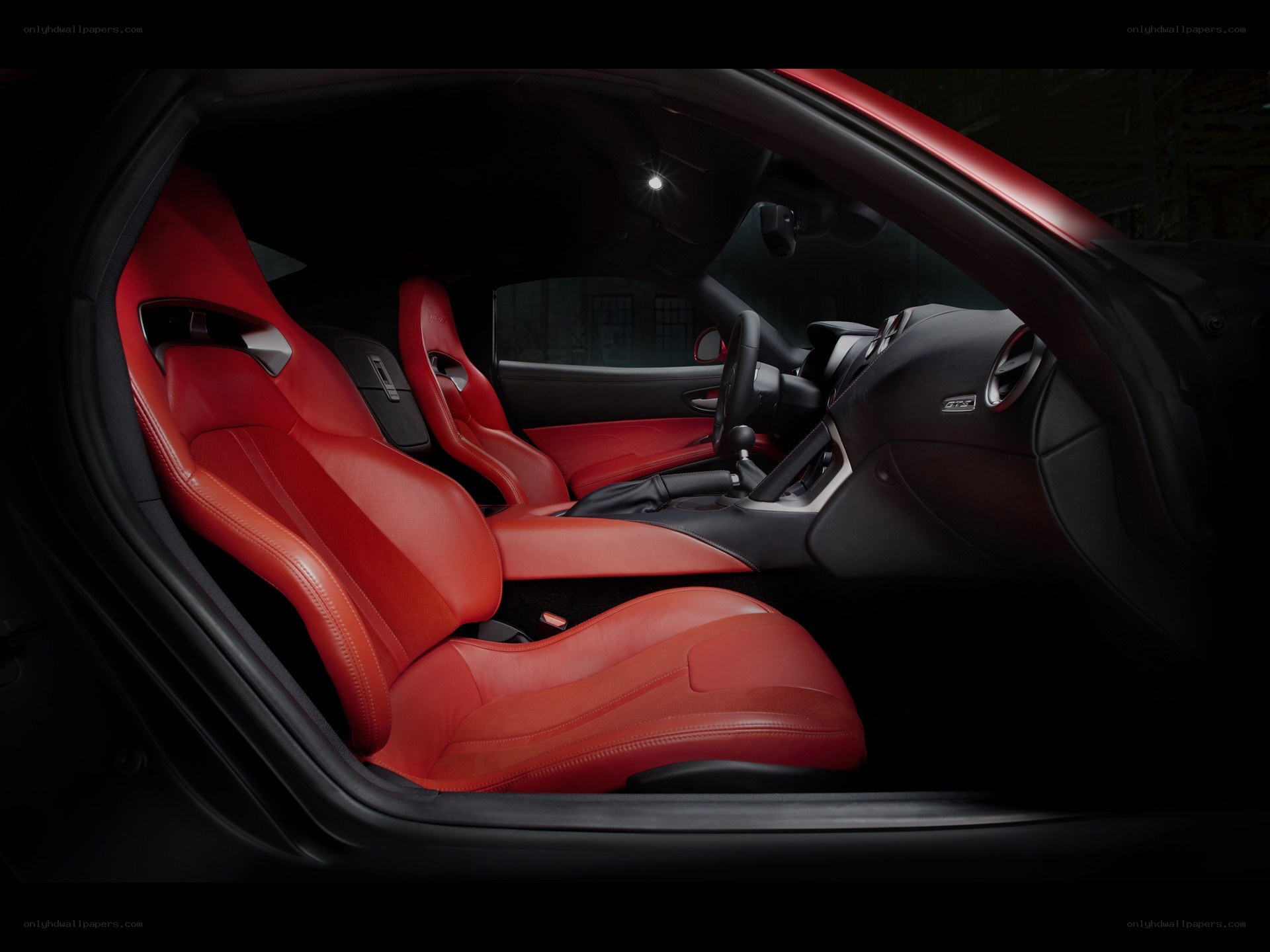 red leather car interior
