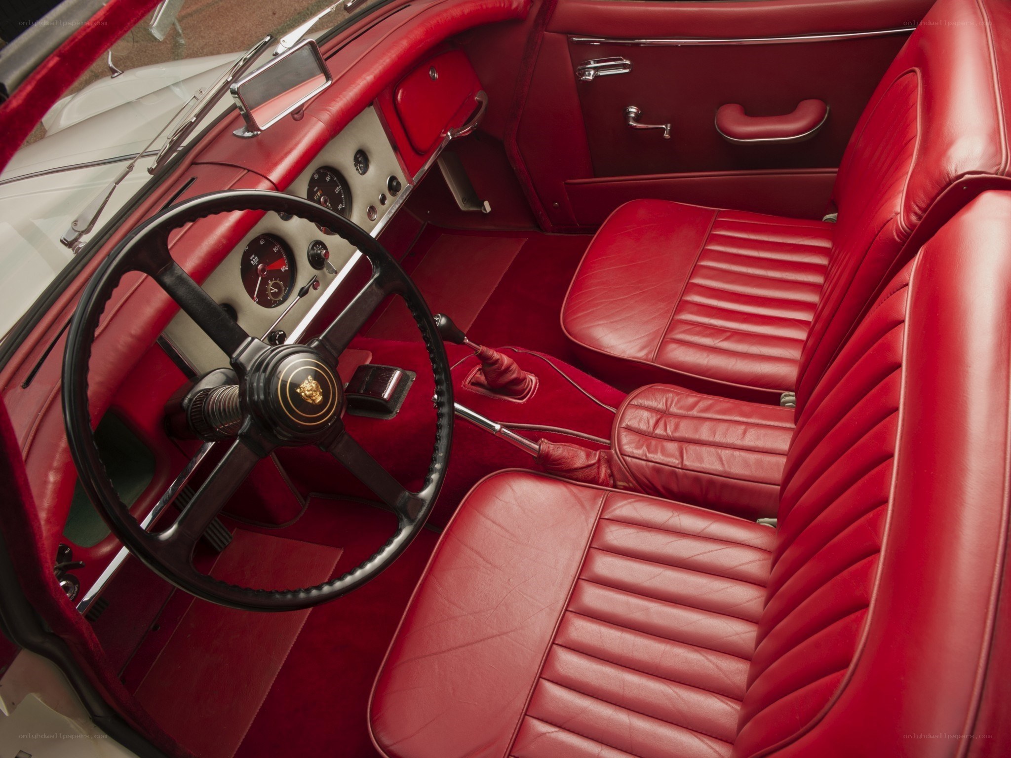 Red leather car interior