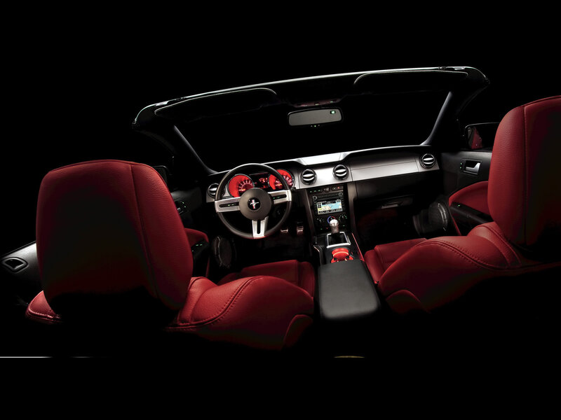 Red Leather Car Interior — Black