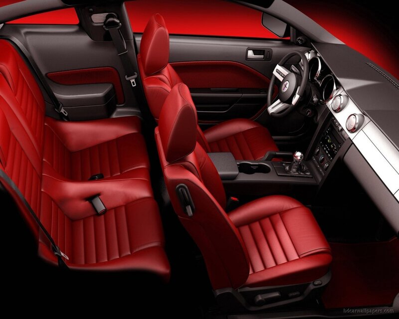 Red Leather Car Interior — Dramatic, Photograph, Steering Wheel, Center Console