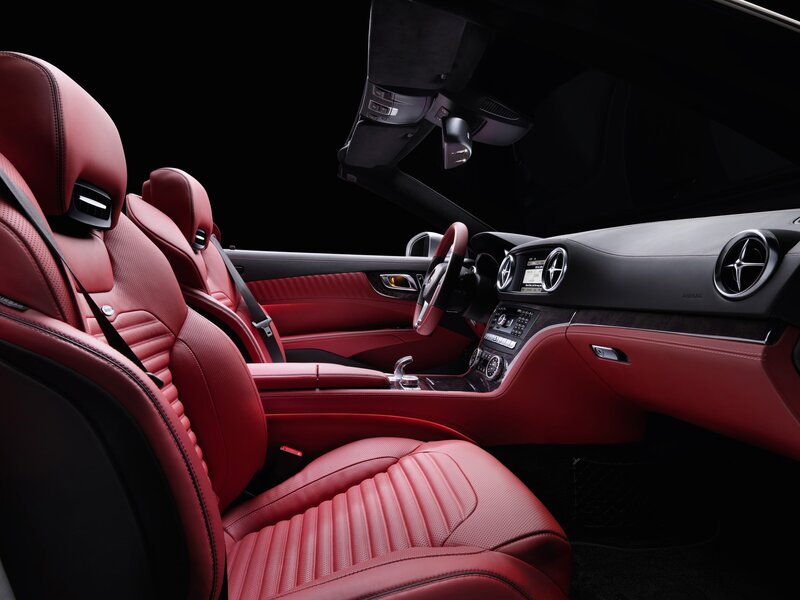 Red Leather Car Interior — Dramatic