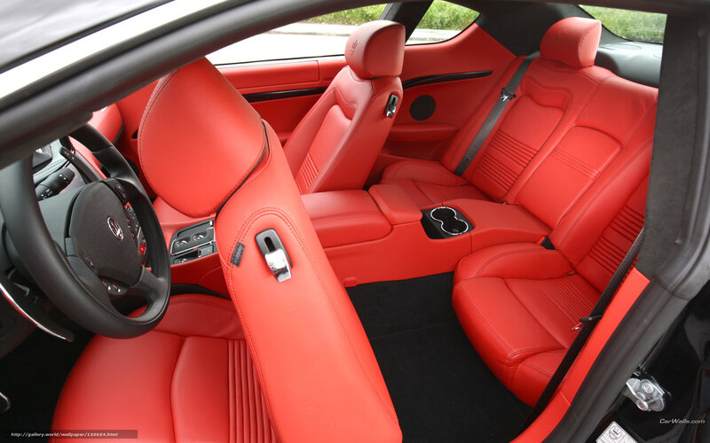 Red Leather Car Interior — Luxurious, Photograph, Steering Wheel, Center Console