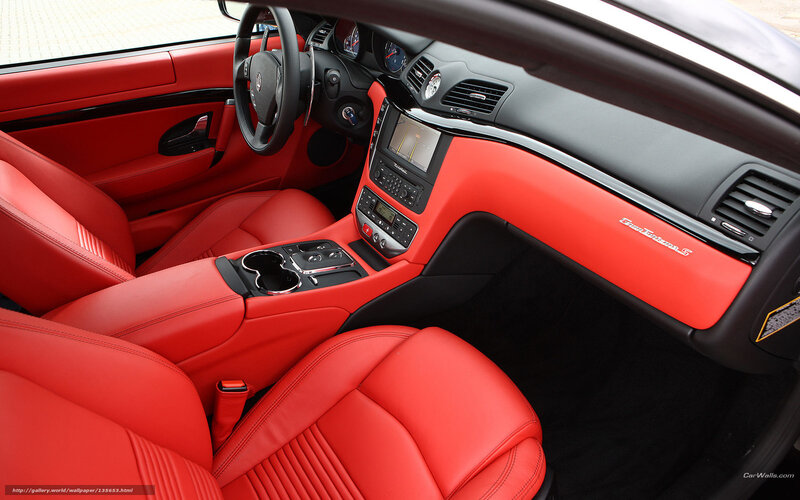 Red Leather Car Interior — Luxurious, Photograph
