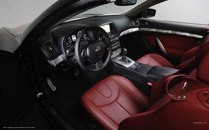 Red Leather Car Interior — Modern, Photograph, Steering Wheel