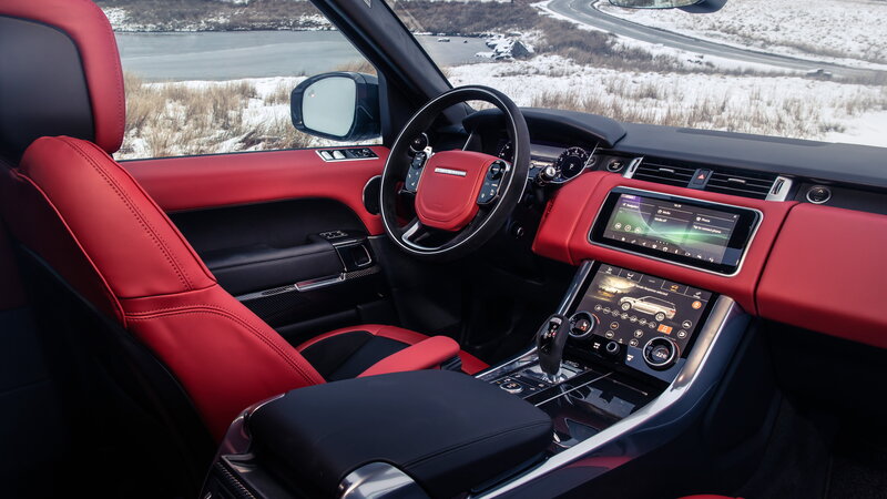Red Leather Car Interior — Modern, Winter