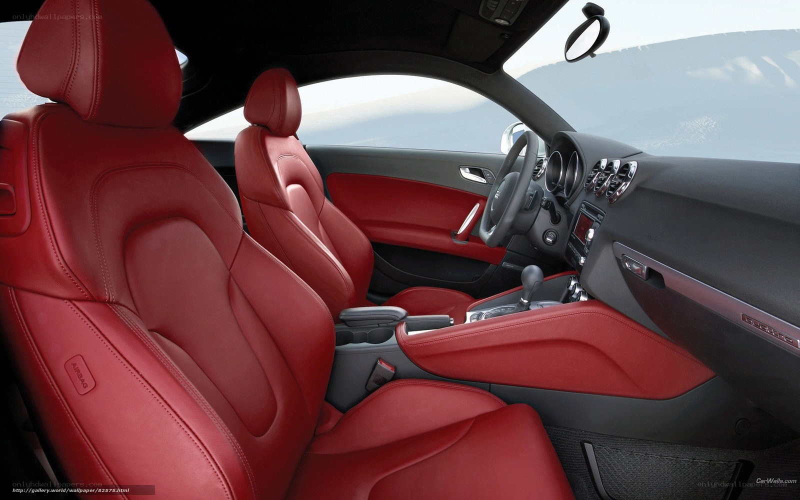 Red leather car interior