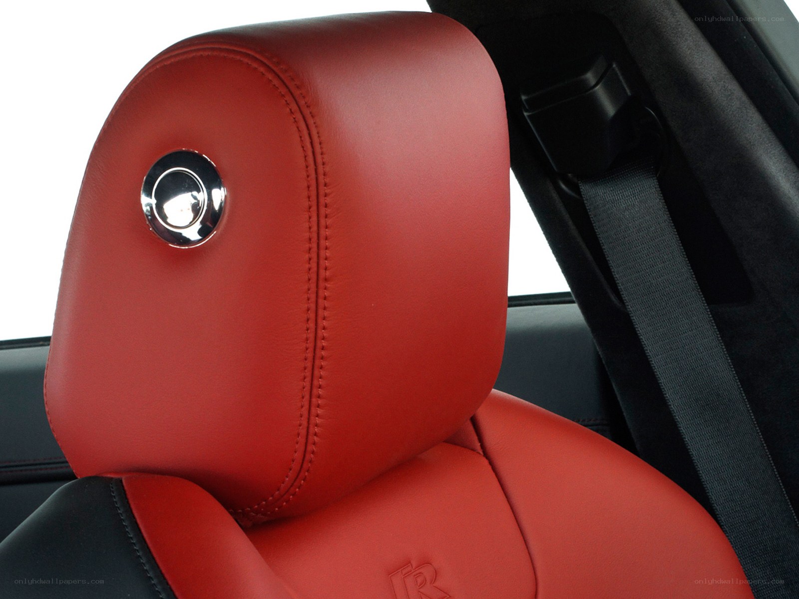 red leather car seat headrest