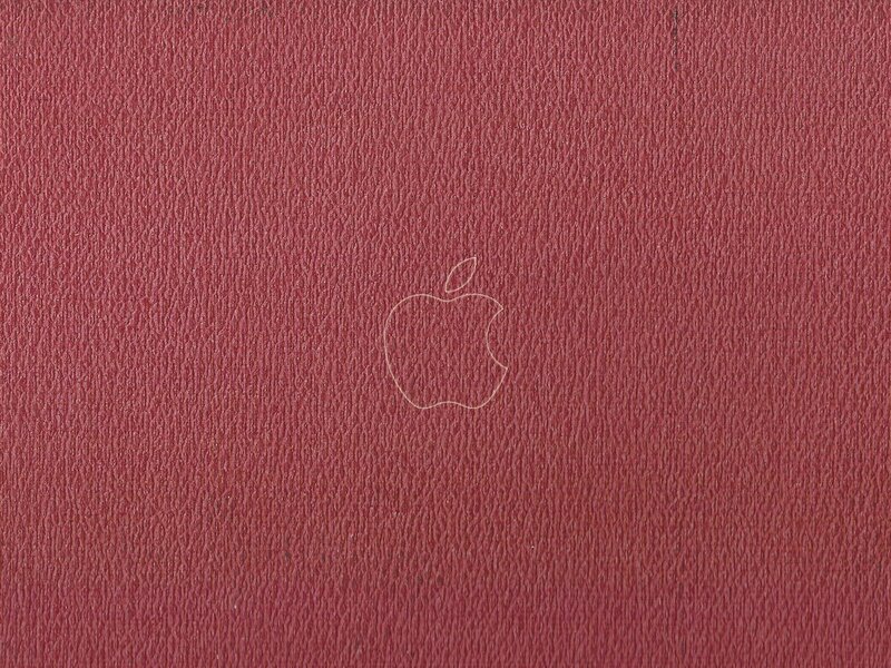 red leather with apple logo