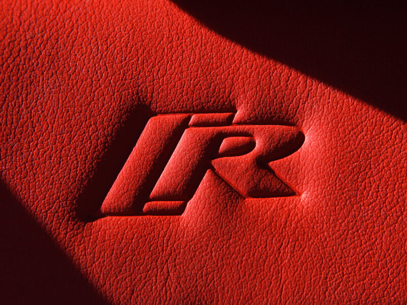 red leather with LR logo