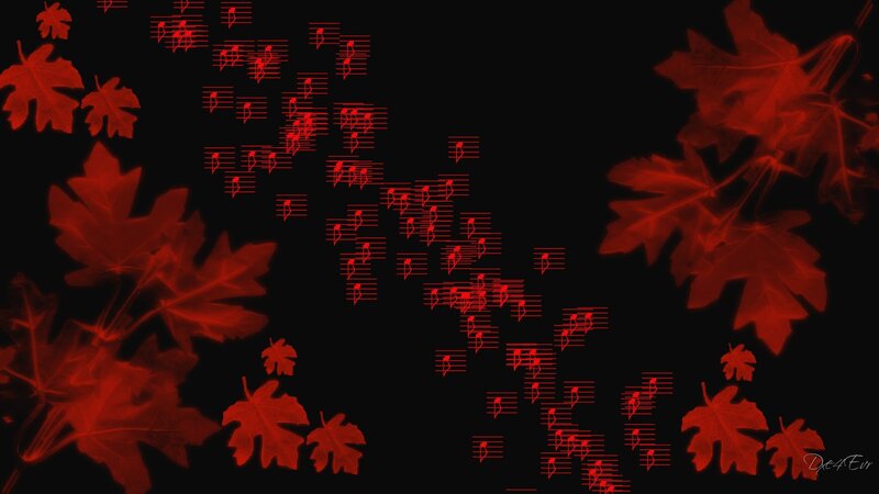Red leaves with music notes