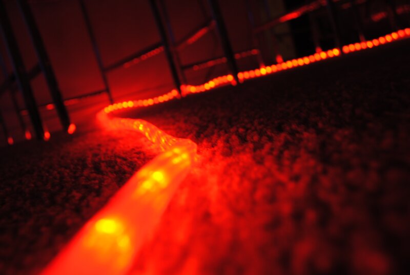 Red LED lights on carpet