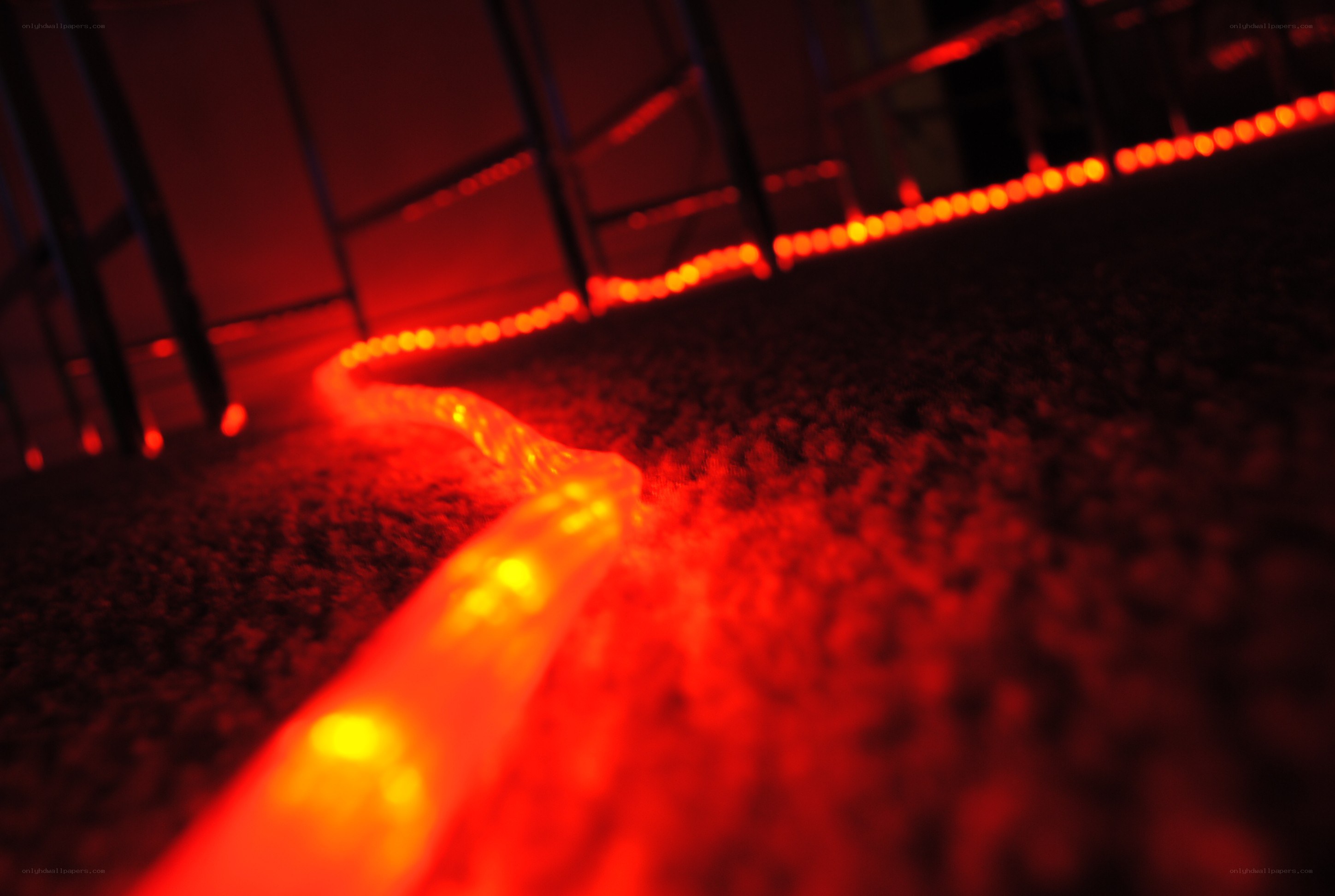 Red LED lights on carpet