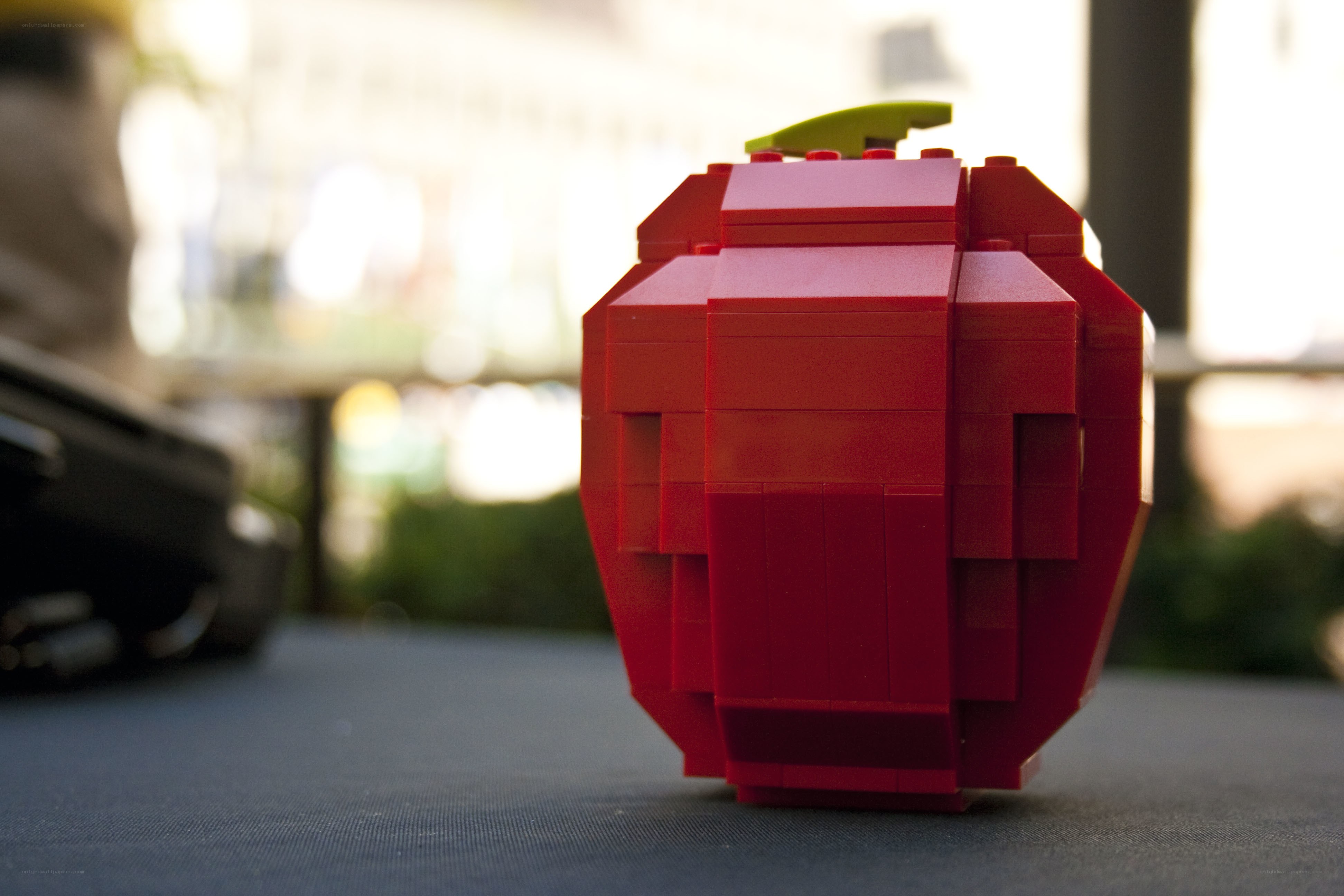 Red Lego apple sculpture