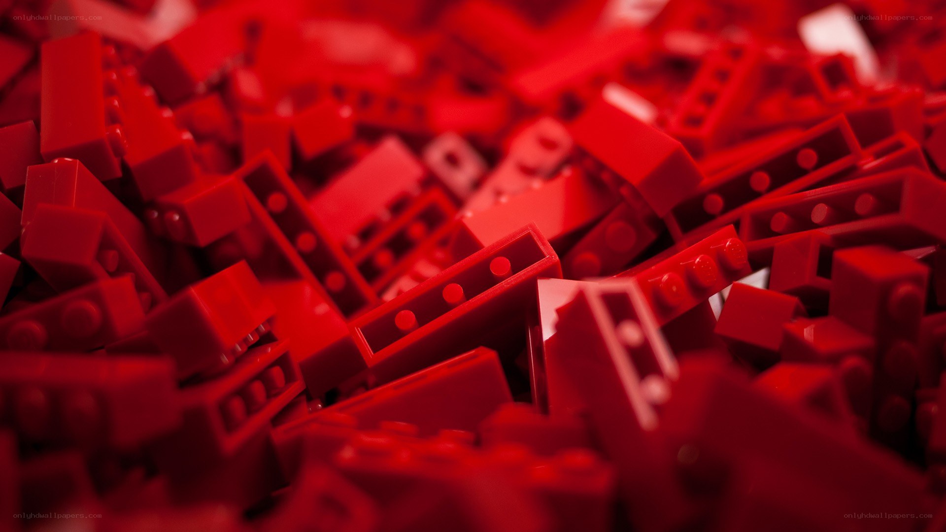 Red lego bricks pile